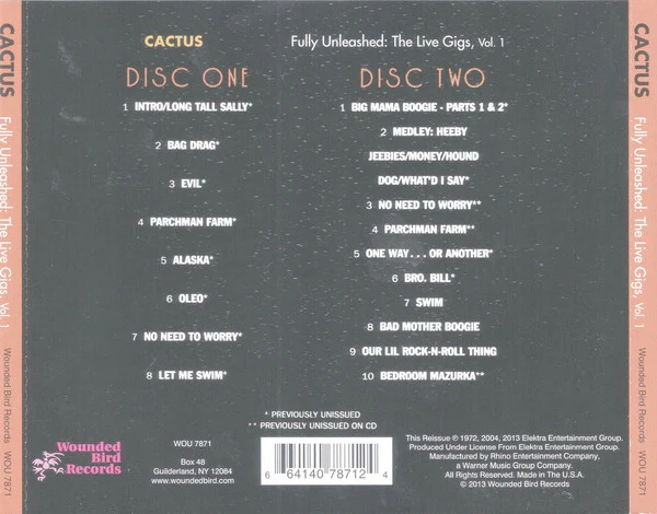 Cactus: Fully Unleashed: The Live Gigs, Vol. 1 2xCD - Image 2