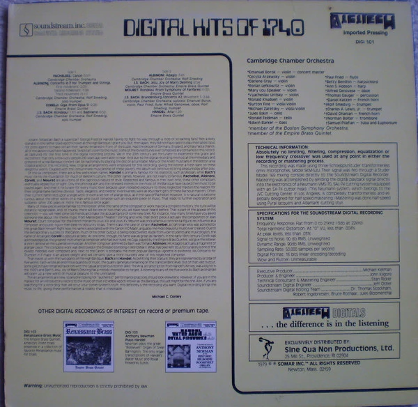 Cambridge Chamber Orchestra, The Empire Brass Quintet: Digital Hits Of 1740 12" - Image 4