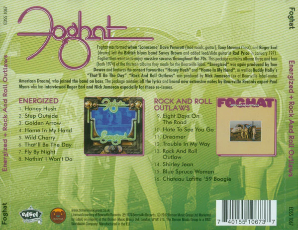 Foghat: Energized + Rock And Roll Outlaws CD - Image 3