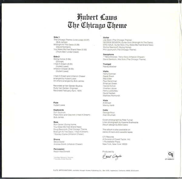 Hubert Laws: The Chicago Theme 12" - Image 6