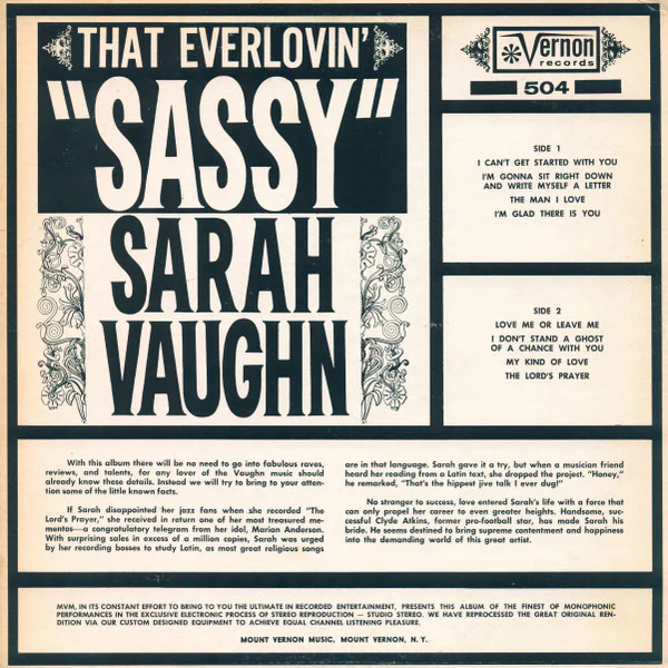 Sarah Vaughn: The Everlovin' Sassy 12" - Image 2