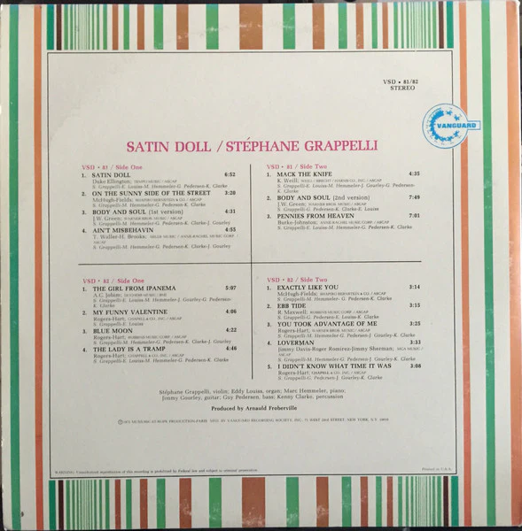 Stéphane Grappelli: Satin Doll 2x12" - Image 2