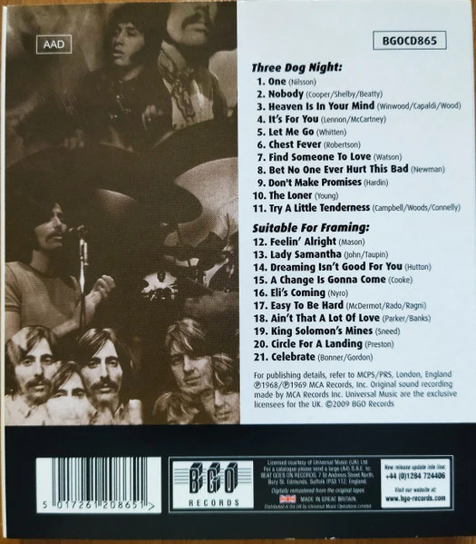 Three Dog Night: Three Dog Night / Suitable For Framing CD - Image 2