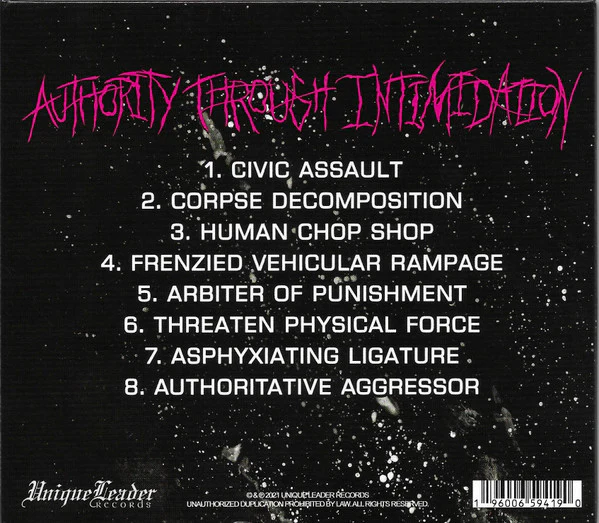 Waking The Cadaver: Authority Through Intimidation CD - Image 2